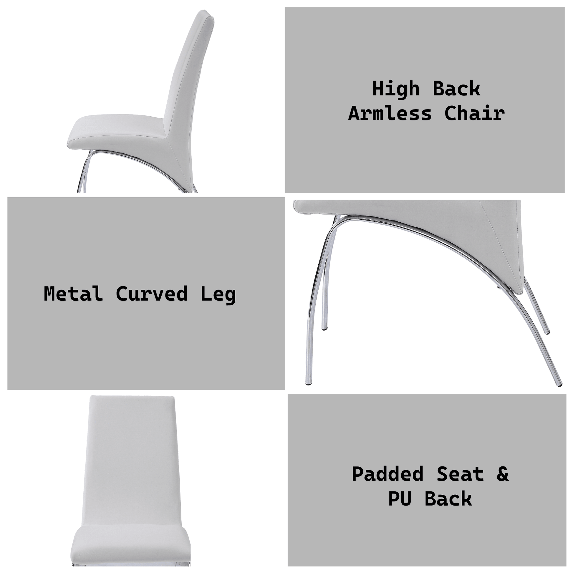 Pervis White Synthetic Leather & Chrome Finish Side Chair (Set of 2) - 1st Choice Furniture Direct