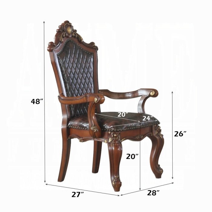 Picardy Synthetic Leather & Honey Oak Finish Arm Chair (Set of 2) - 1st Choice Furniture Direct