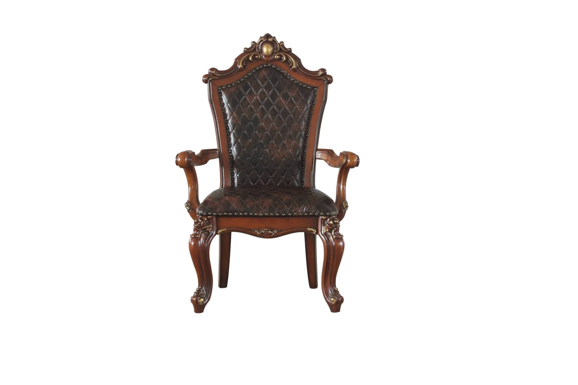 Picardy Synthetic Leather & Honey Oak Finish Arm Chair (Set of 2) - 1st Choice Furniture Direct