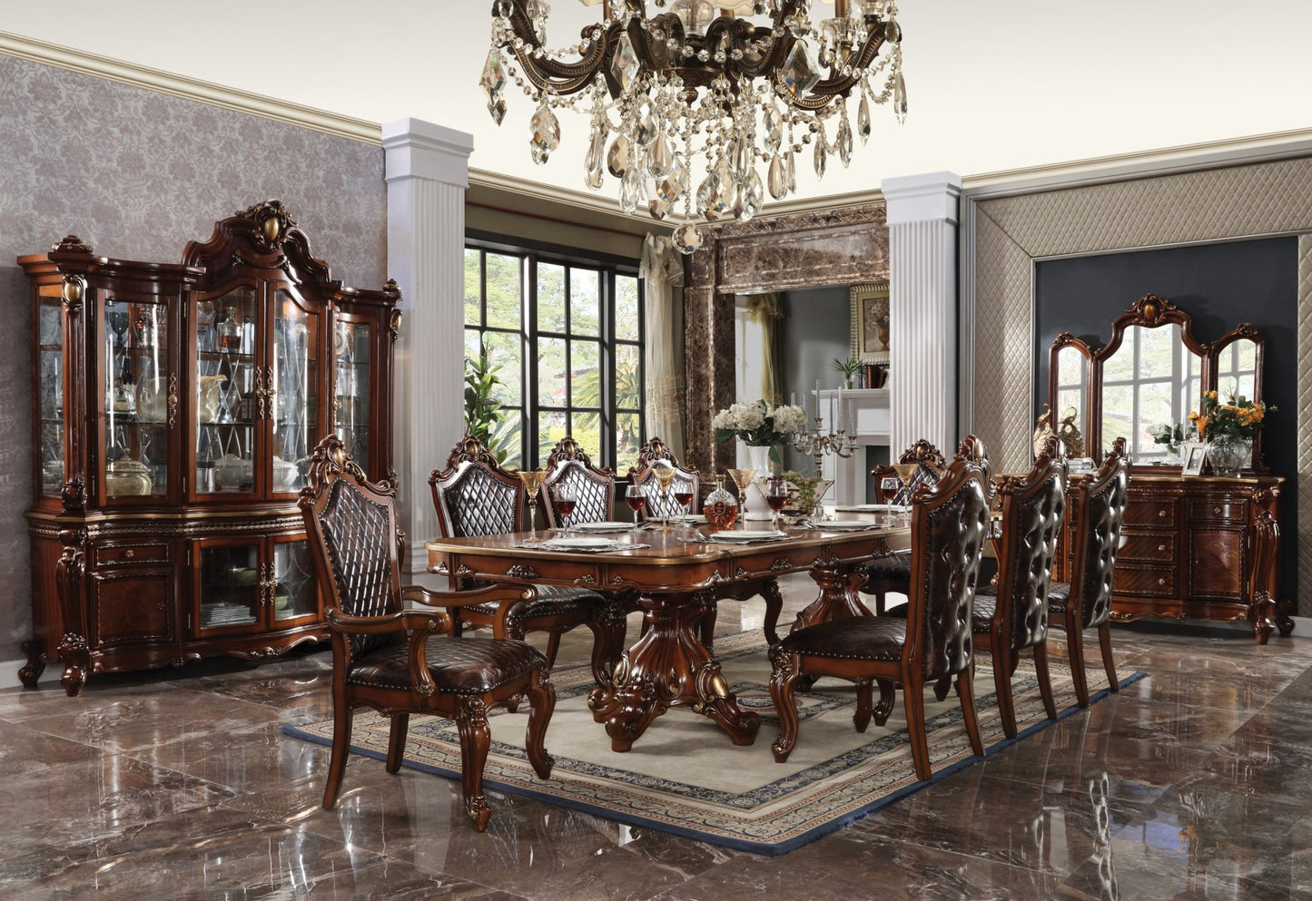 Picardy Synthetic Leather & Honey Oak Finish Arm Chair (Set of 2) - 1st Choice Furniture Direct