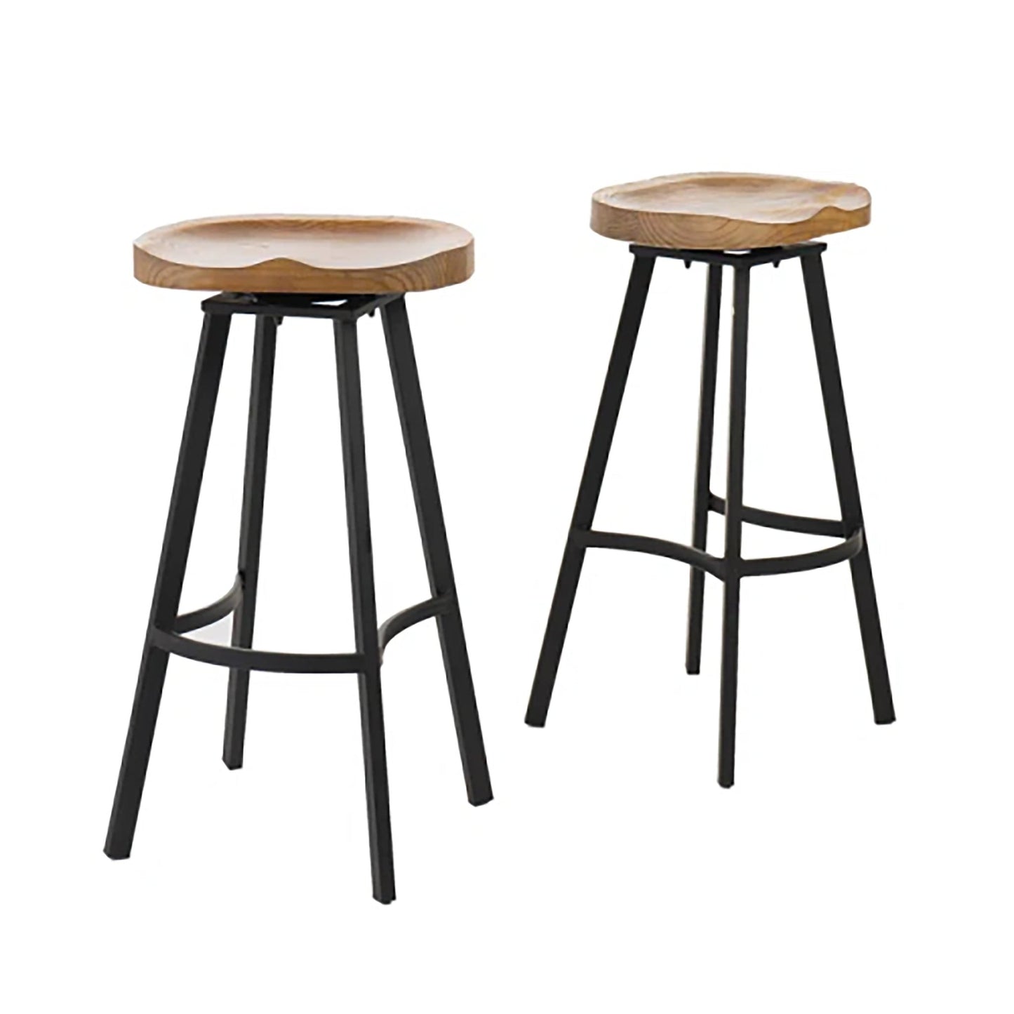 Pinewood Swivel Barstool with iron legs (Set of 2) - 1st Choice Furniture Direct