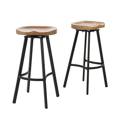 Pinewood Swivel Barstool with iron legs (Set of 2) - 1st Choice Furniture Direct