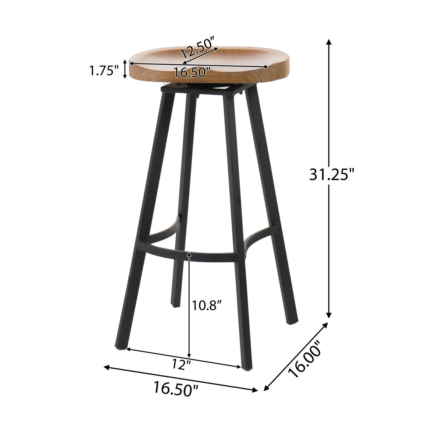 Pinewood Swivel Barstool with iron legs (Set of 2) - 1st Choice Furniture Direct