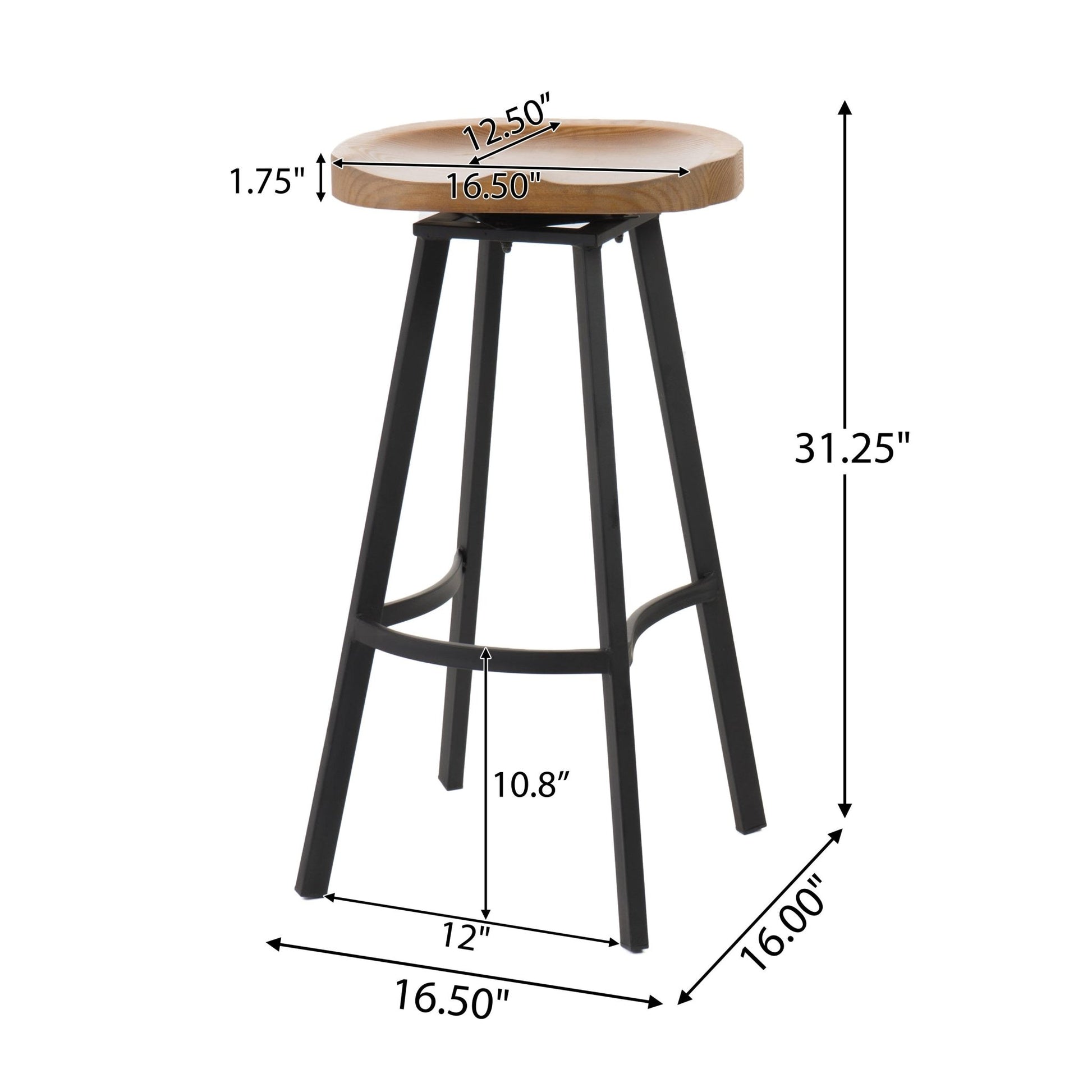 Pinewood Swivel Barstool with iron legs (Set of 2) - 1st Choice Furniture Direct