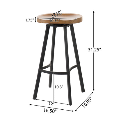 Pinewood Swivel Barstool with iron legs (Set of 2) - 1st Choice Furniture Direct