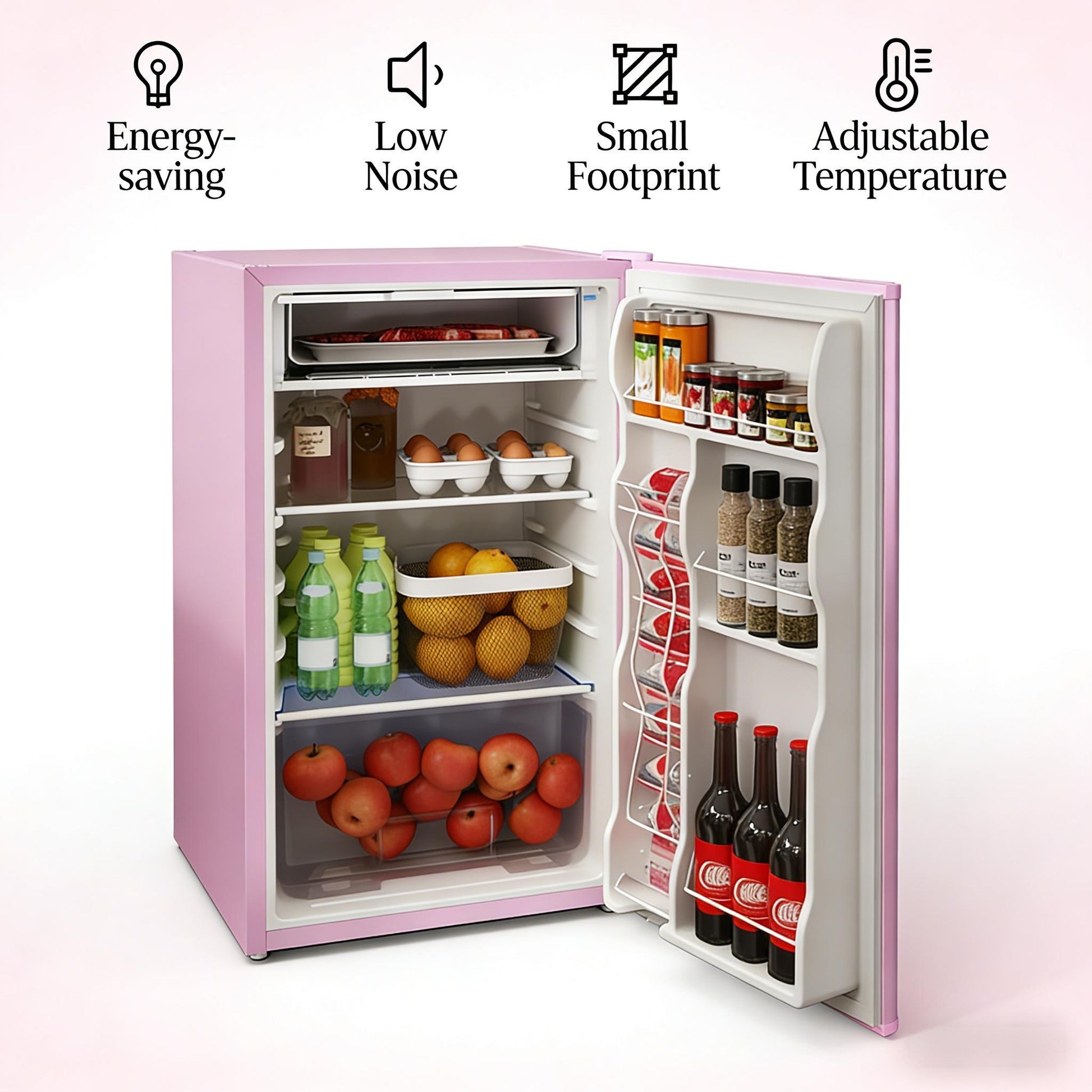 Pink Mini Fridge with Freezer | Compact Retro Refrigerator for Dorm & Bedroom - 1st Choice Furniture Direct