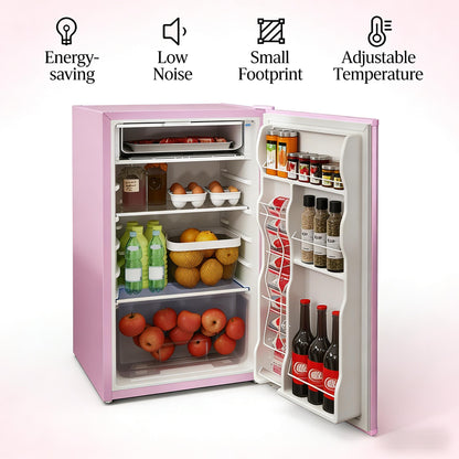 Pink Mini Fridge with Freezer | Compact Retro Refrigerator for Dorm & Bedroom - 1st Choice Furniture Direct