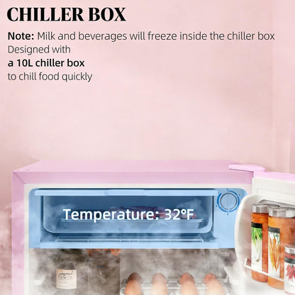 Pink Mini Fridge with Freezer | Compact Retro Refrigerator for Dorm & Bedroom - 1st Choice Furniture Direct