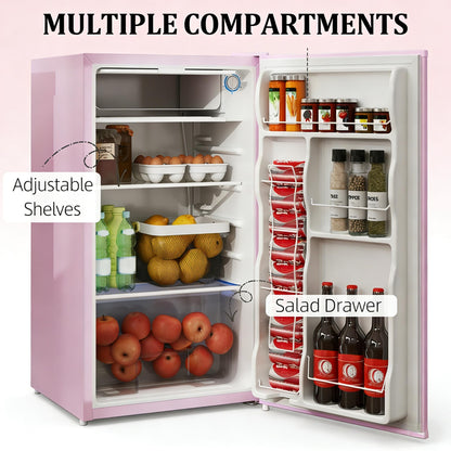 Pink Mini Fridge with Freezer | Compact Retro Refrigerator for Dorm & Bedroom - 1st Choice Furniture Direct