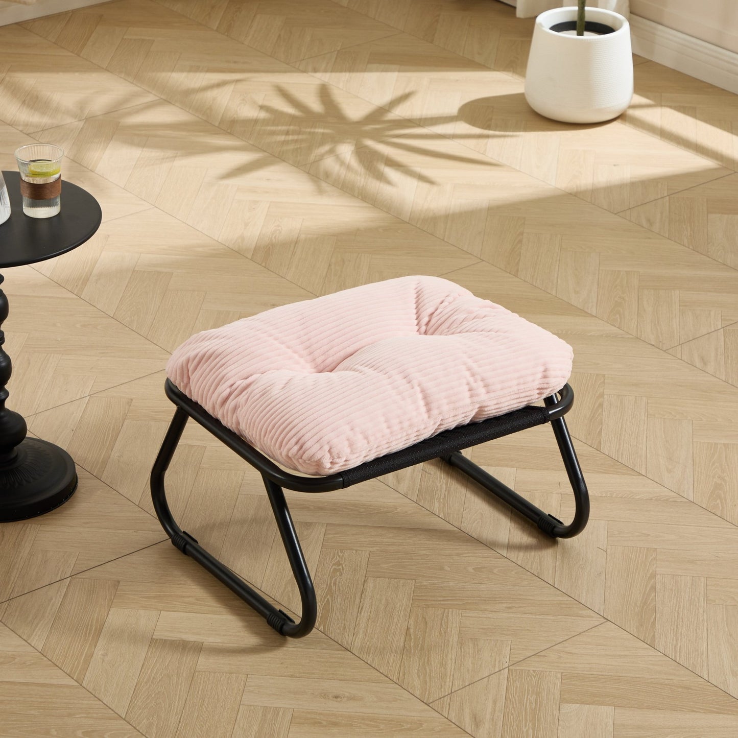 Pink Outdoor Lounge Chair with Ottoman & Cushions - 1st Choice Furniture Direct