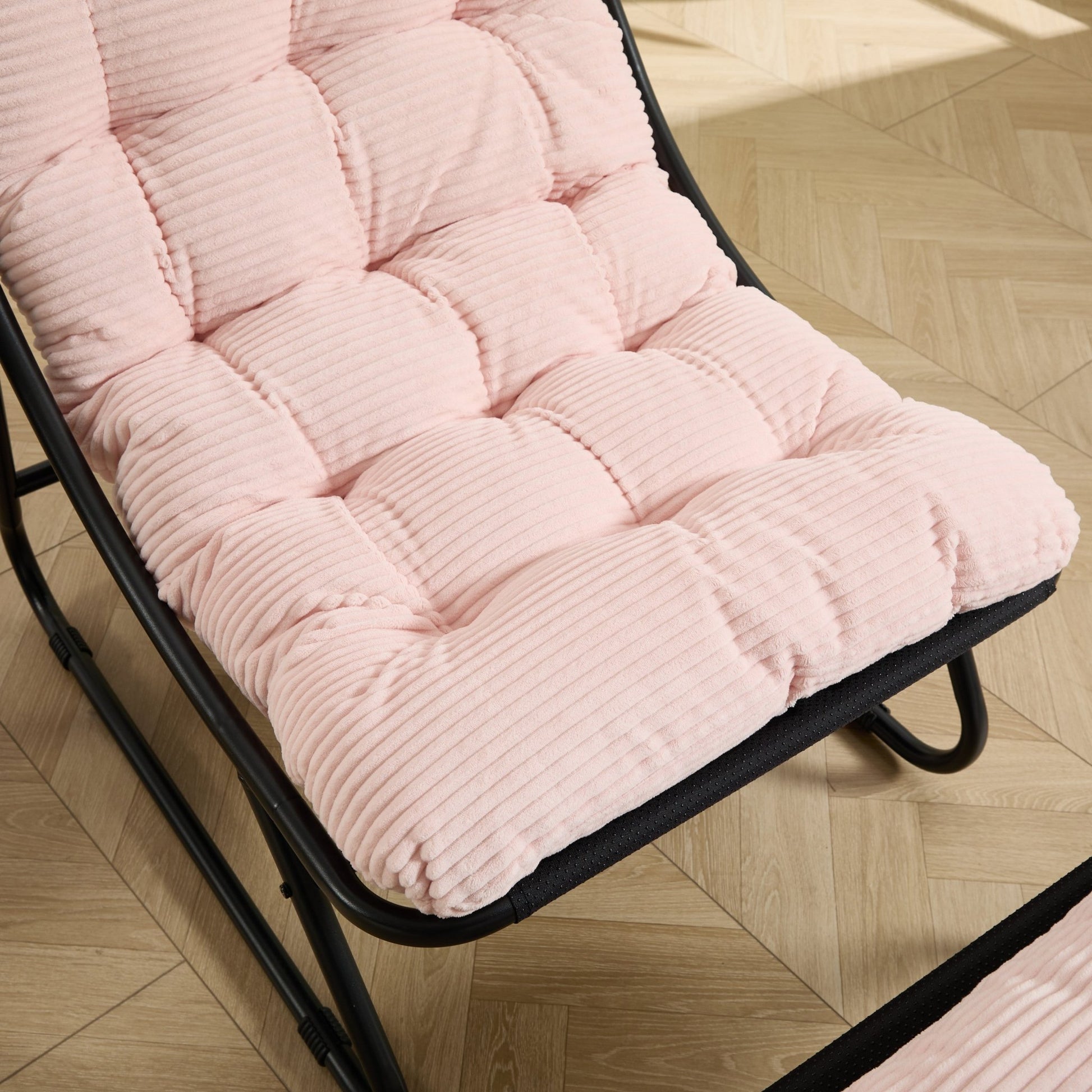 Pink Outdoor Lounge Chair with Ottoman & Cushions - 1st Choice Furniture Direct