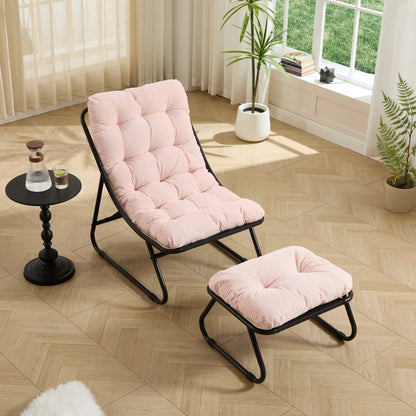 Pink Outdoor Lounge Chair with Ottoman & Cushions - 1st Choice Furniture Direct