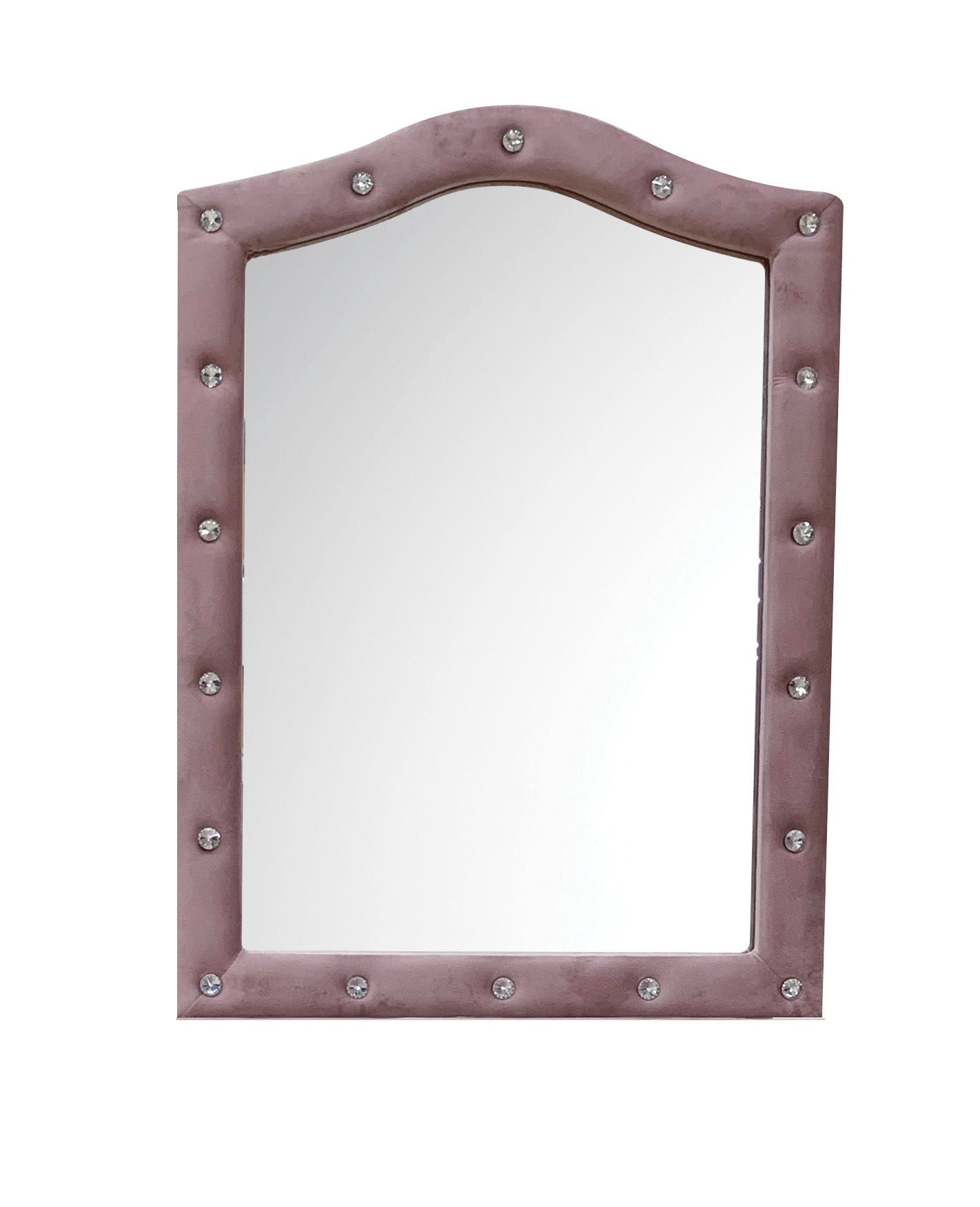 Pink Upholstered Vanity Mirror | Arched Decorative Bedroom Mirror - 1st Choice Furniture Direct