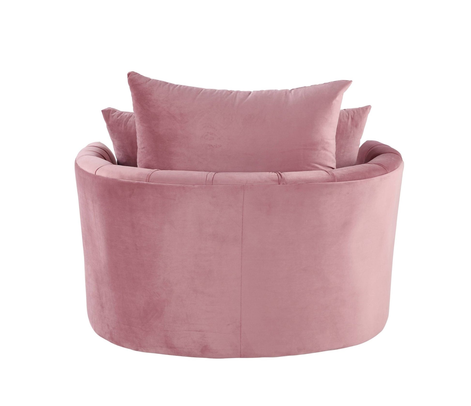 Pink Velvet Swivel Accent Chair with Button Tufting & Pillows - 1st Choice Furniture Direct