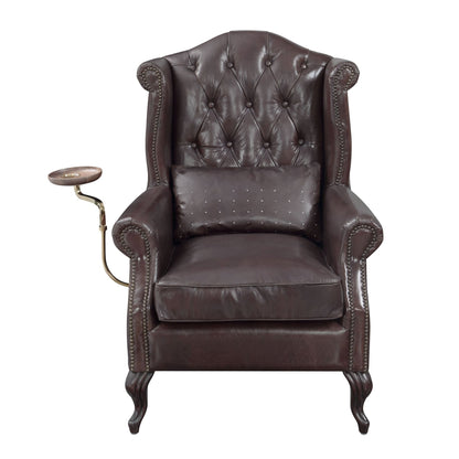 Pino Vintage Brown Top Grain Leather Accent Chair with 1 Toss Pillow - 1st Choice Furniture Direct