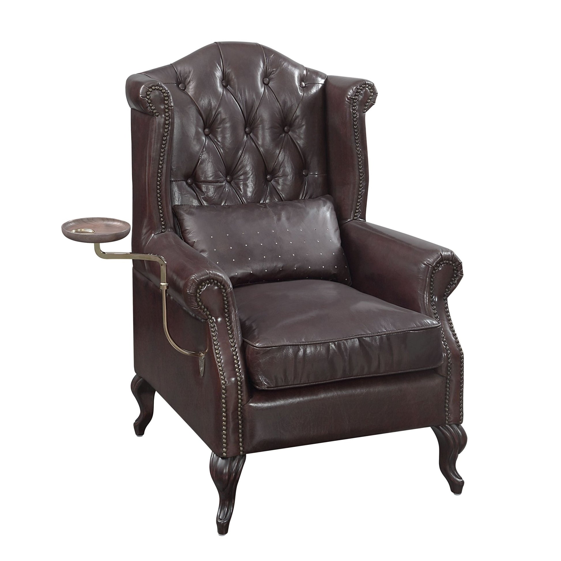 Pino Vintage Brown Top Grain Leather Accent Chair with 1 Toss Pillow - 1st Choice Furniture Direct