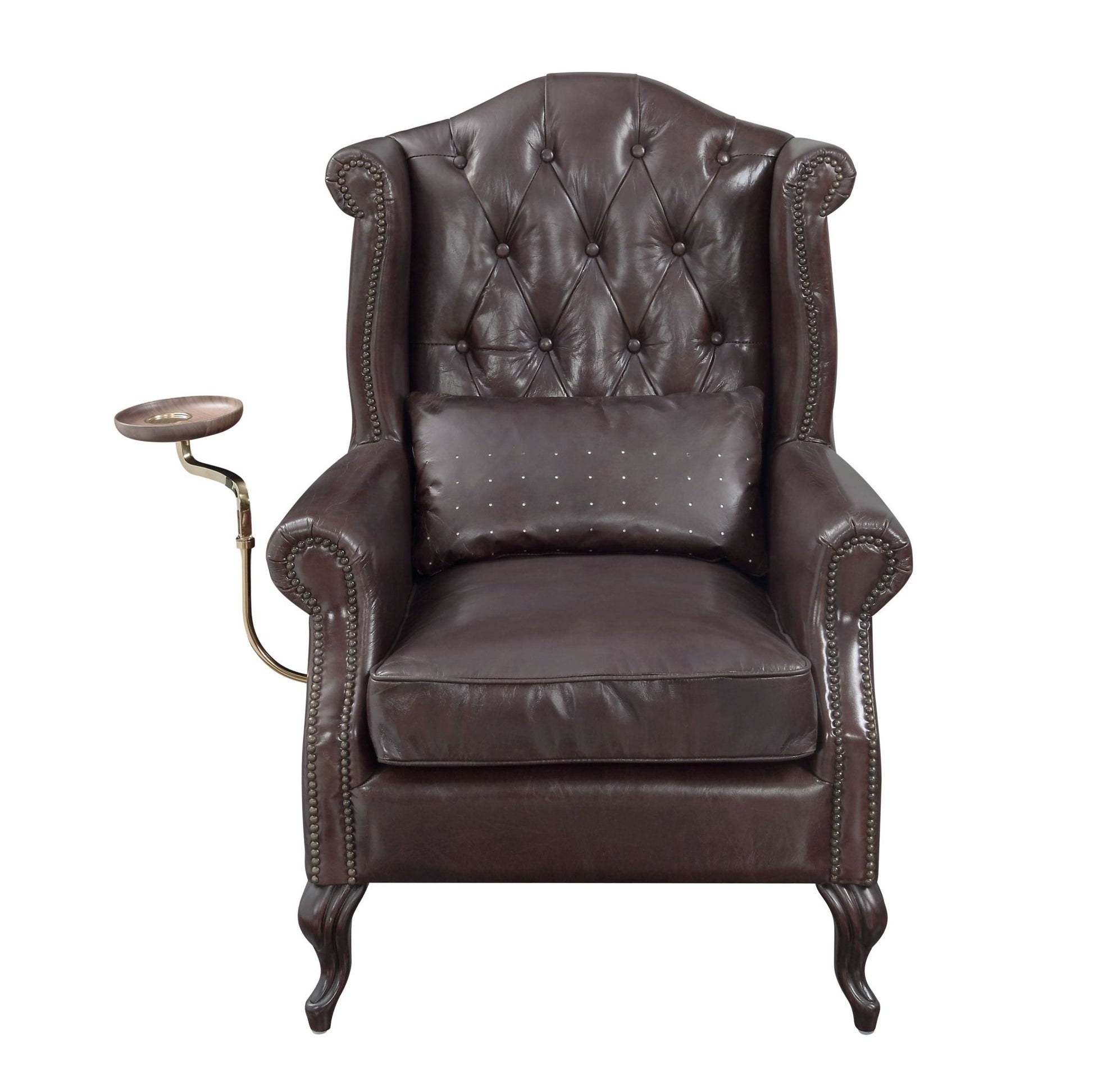 Pino Vintage Brown Top Grain Leather Accent Chair with 1 Toss Pillow - 1st Choice Furniture Direct