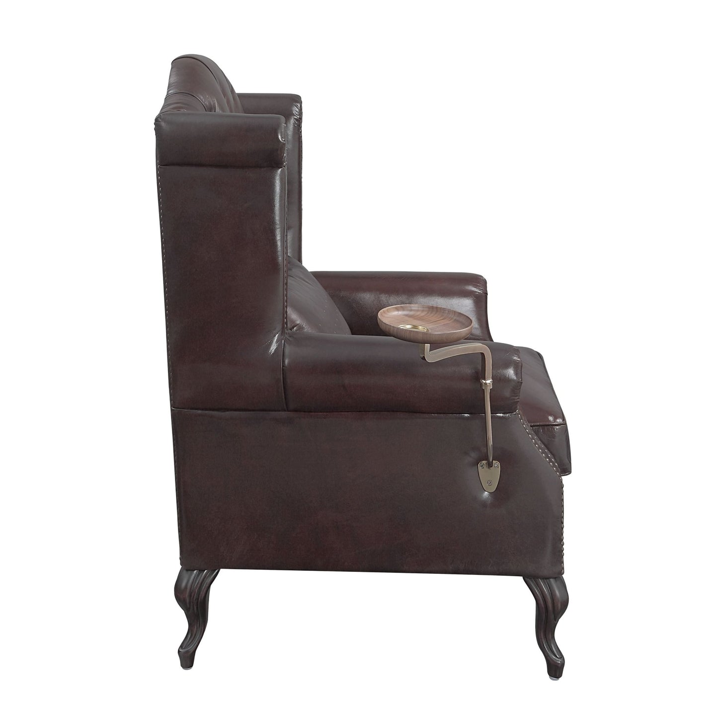 Pino Vintage Brown Top Grain Leather Accent Chair with 1 Toss Pillow - 1st Choice Furniture Direct