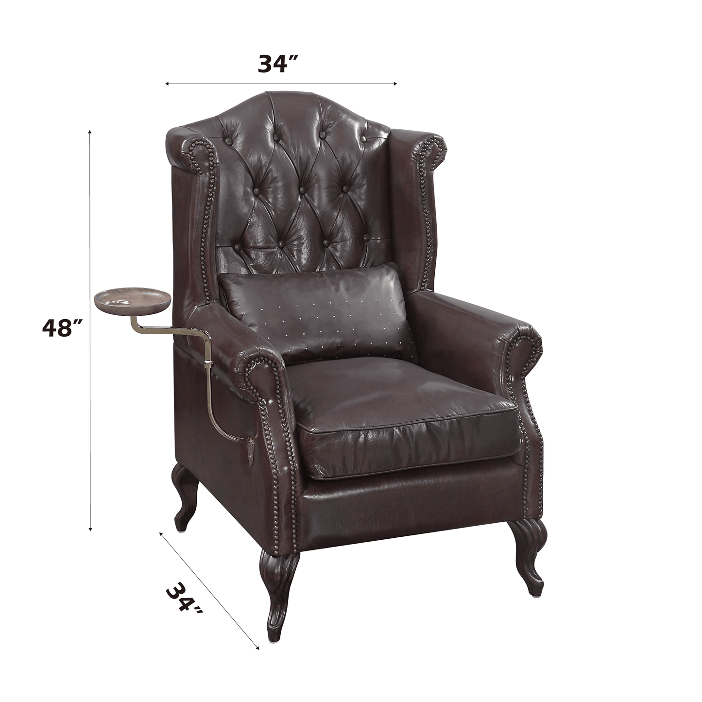 Pino Vintage Brown Top Grain Leather Accent Chair with 1 Toss Pillow - 1st Choice Furniture Direct