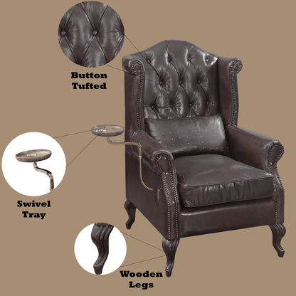 Pino Vintage Brown Top Grain Leather Accent Chair with 1 Toss Pillow - 1st Choice Furniture Direct