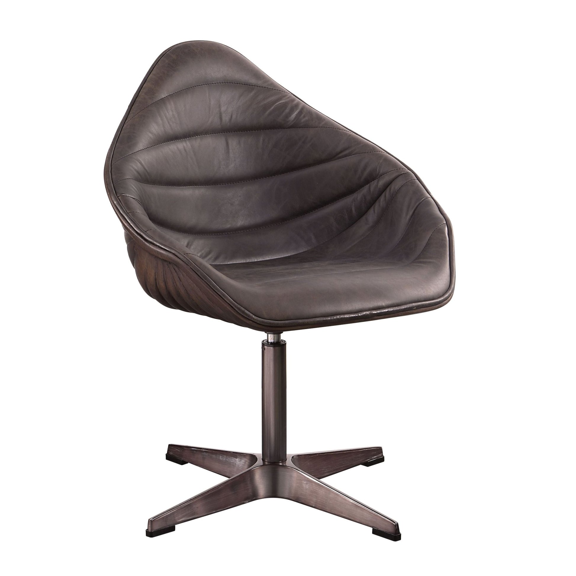 Pipino Antique Ebony Top Grain Leather Accent Chair with Swivel - 1st Choice Furniture Direct