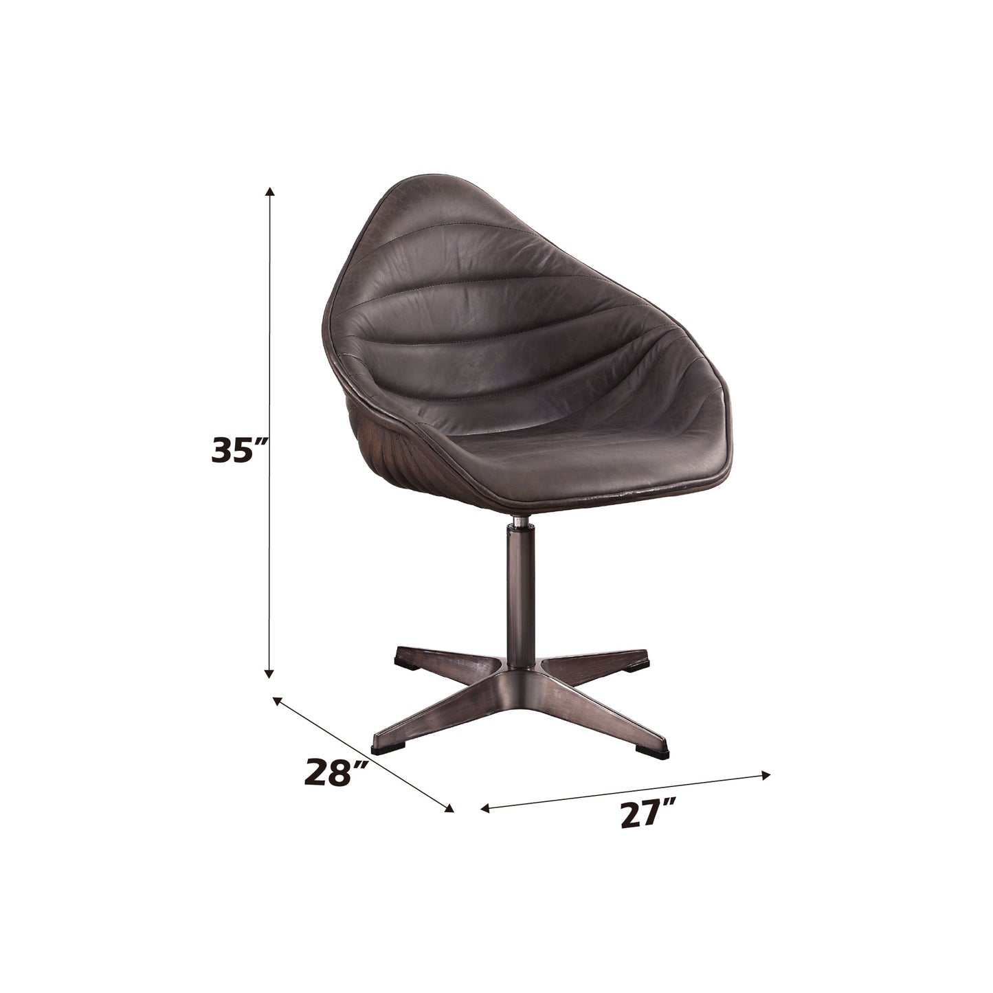 Pipino Antique Ebony Top Grain Leather Accent Chair with Swivel - 1st Choice Furniture Direct