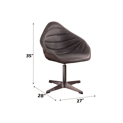 Pipino Antique Ebony Top Grain Leather Accent Chair with Swivel - 1st Choice Furniture Direct