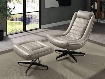 Piran Twilight Top Grain Leather Accent Chair and Ottoman with Swivel - 1st Choice Furniture Direct