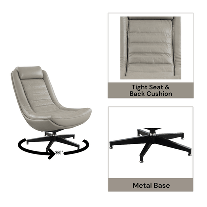 Piran Twilight Top Grain Leather Accent Chair with Swivel - 1st Choice Furniture Direct