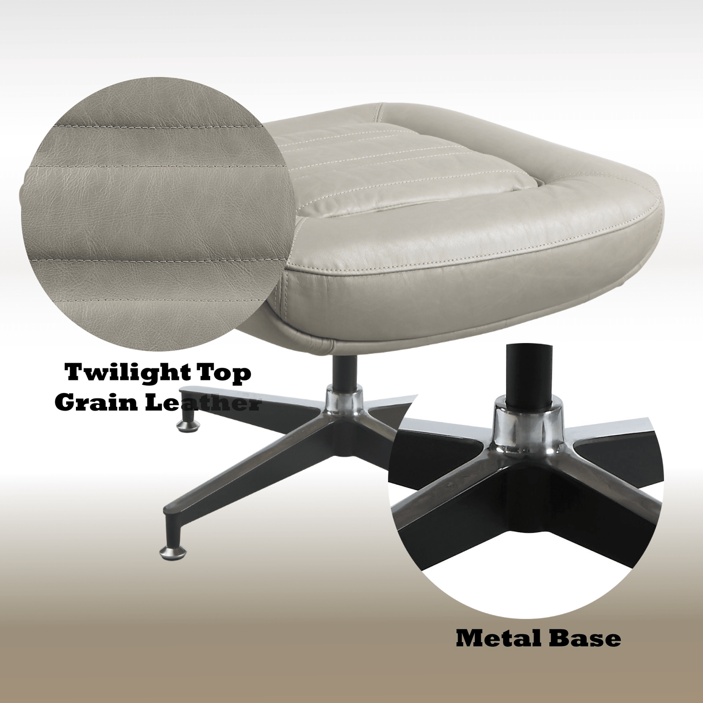 Piran Twilight Top Grain Leather Ottoman - 1st Choice Furniture Direct