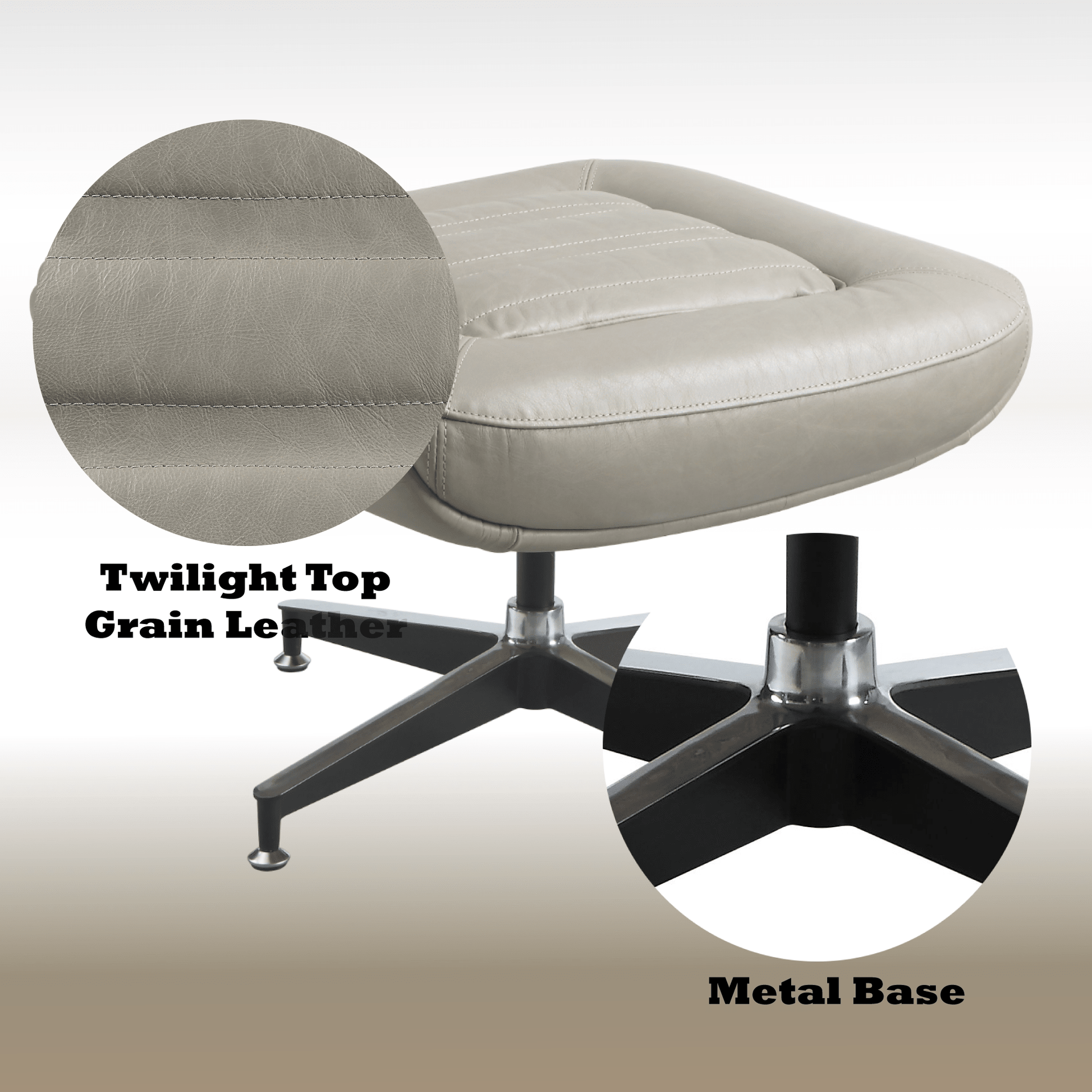 Piran Twilight Top Grain Leather Ottoman - 1st Choice Furniture Direct