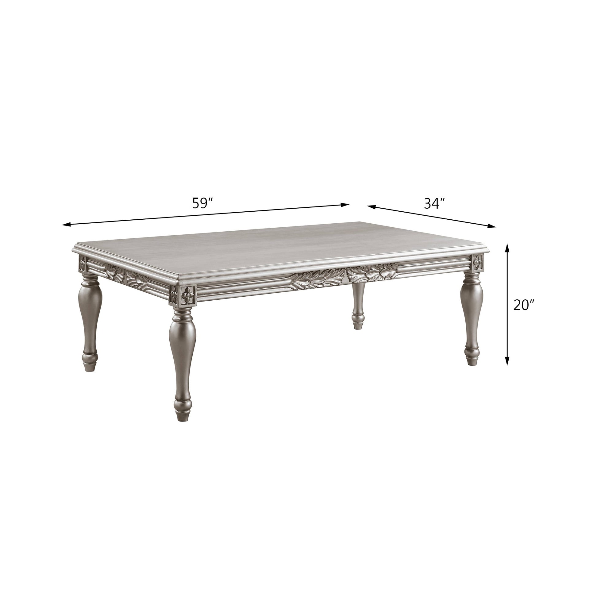 Platinum Silver Coffee Table with Turned Wood Legs - 1st Choice Furniture Direct