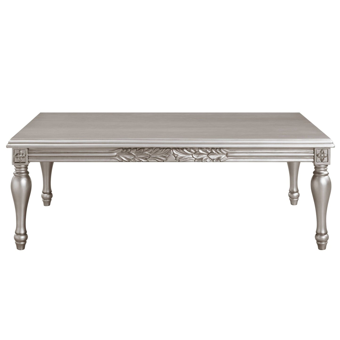 Platinum Silver Coffee Table with Turned Wood Legs - 1st Choice Furniture Direct