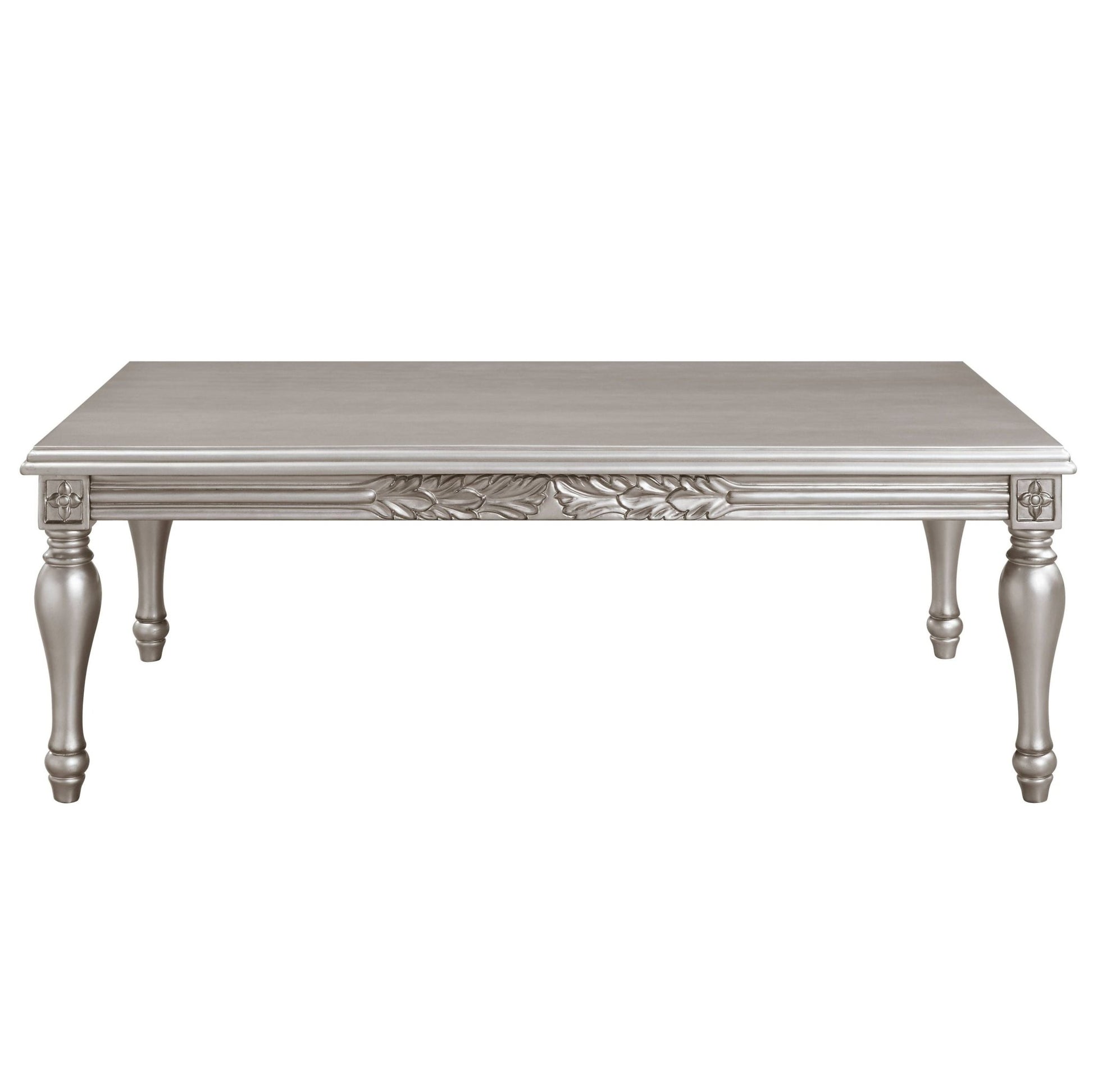 Platinum Silver Coffee Table with Turned Wood Legs - 1st Choice Furniture Direct