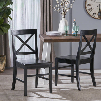 Plethora Dining Chair with X-Shaped Back, Set of 2, Black - 1st Choice Furniture Direct
