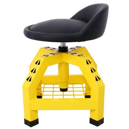 Pneumatic 360 Degree Swivel Stool, Mechanics Rolling Creeper Seat, Heavy Duty Rolling Mechanics Stool, Shop Stool with Casters yellow - 1st Choice Furniture Direct