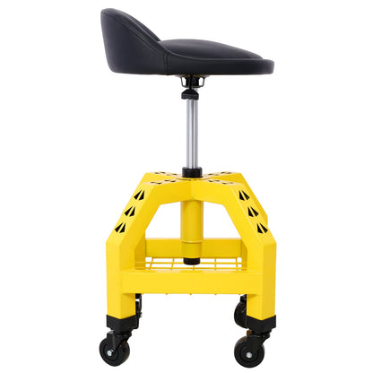 Pneumatic 360 Degree Swivel Stool, Mechanics Rolling Creeper Seat, Heavy Duty Rolling Mechanics Stool, Shop Stool with Casters yellow - 1st Choice Furniture Direct