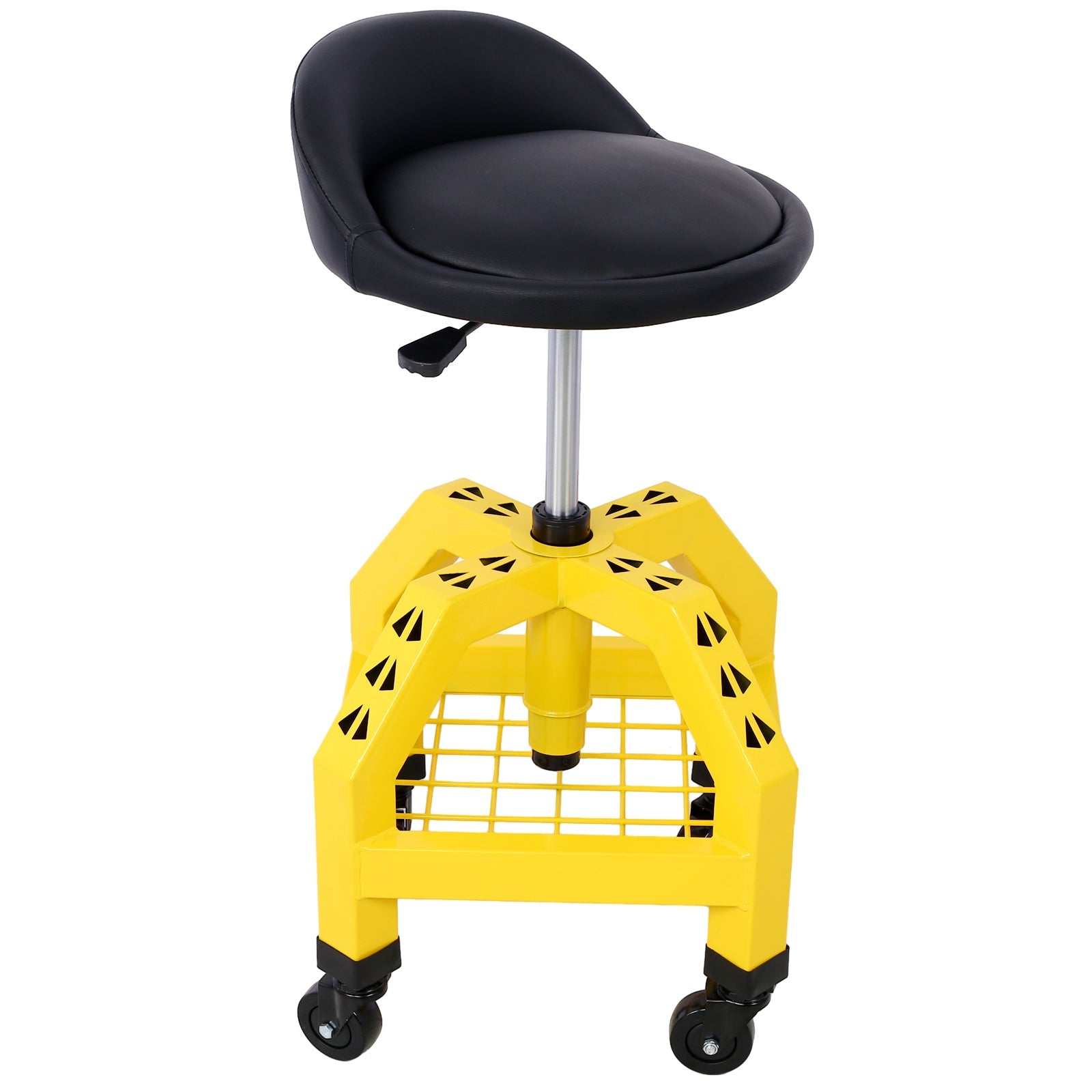 Pneumatic 360 Degree Swivel Stool, Mechanics Rolling Creeper Seat, Heavy Duty Rolling Mechanics Stool, Shop Stool with Casters yellow - 1st Choice Furniture Direct