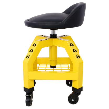 Pneumatic 360 Degree Swivel Stool, Mechanics Rolling Creeper Seat, Heavy Duty Rolling Mechanics Stool, Shop Stool with Casters yellow - 1st Choice Furniture Direct
