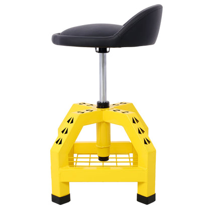 Pneumatic 360 Degree Swivel Stool, Mechanics Rolling Creeper Seat, Heavy Duty Rolling Mechanics Stool, Shop Stool with Casters yellow - 1st Choice Furniture Direct