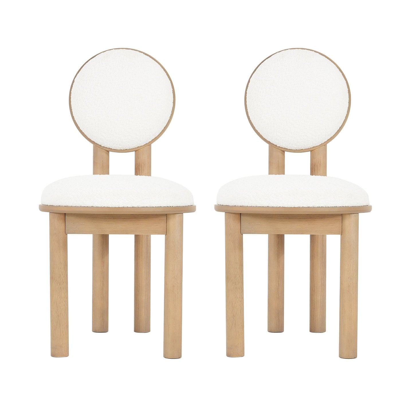Polyester Beige Fabric Dining Chair with wooden frame (Set of 2) - Natural - 1st Choice Furniture Direct