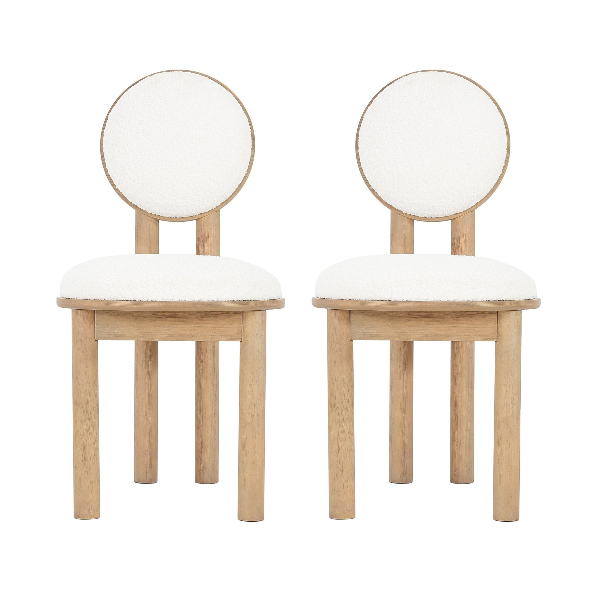 Polyester Beige Fabric Dining Chair with wooden frame (Set of 2) - Natural - 1st Choice Furniture Direct