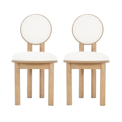 Polyester Beige Fabric Dining Chair with wooden frame (Set of 2) - Natural - 1st Choice Furniture Direct