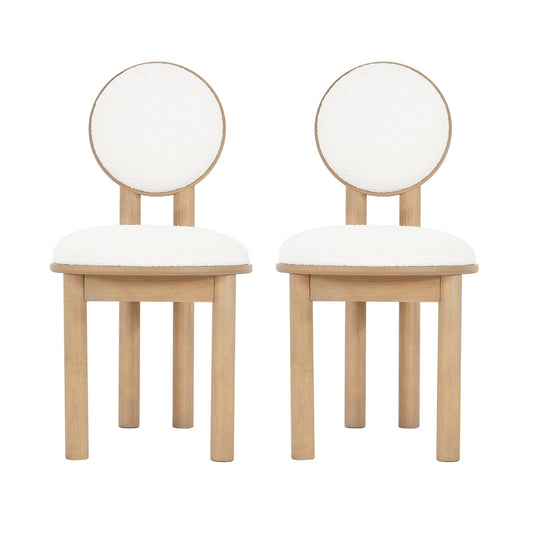 Polyester Beige Fabric Dining Chair with wooden frame (Set of 2) - Natural - 1st Choice Furniture Direct