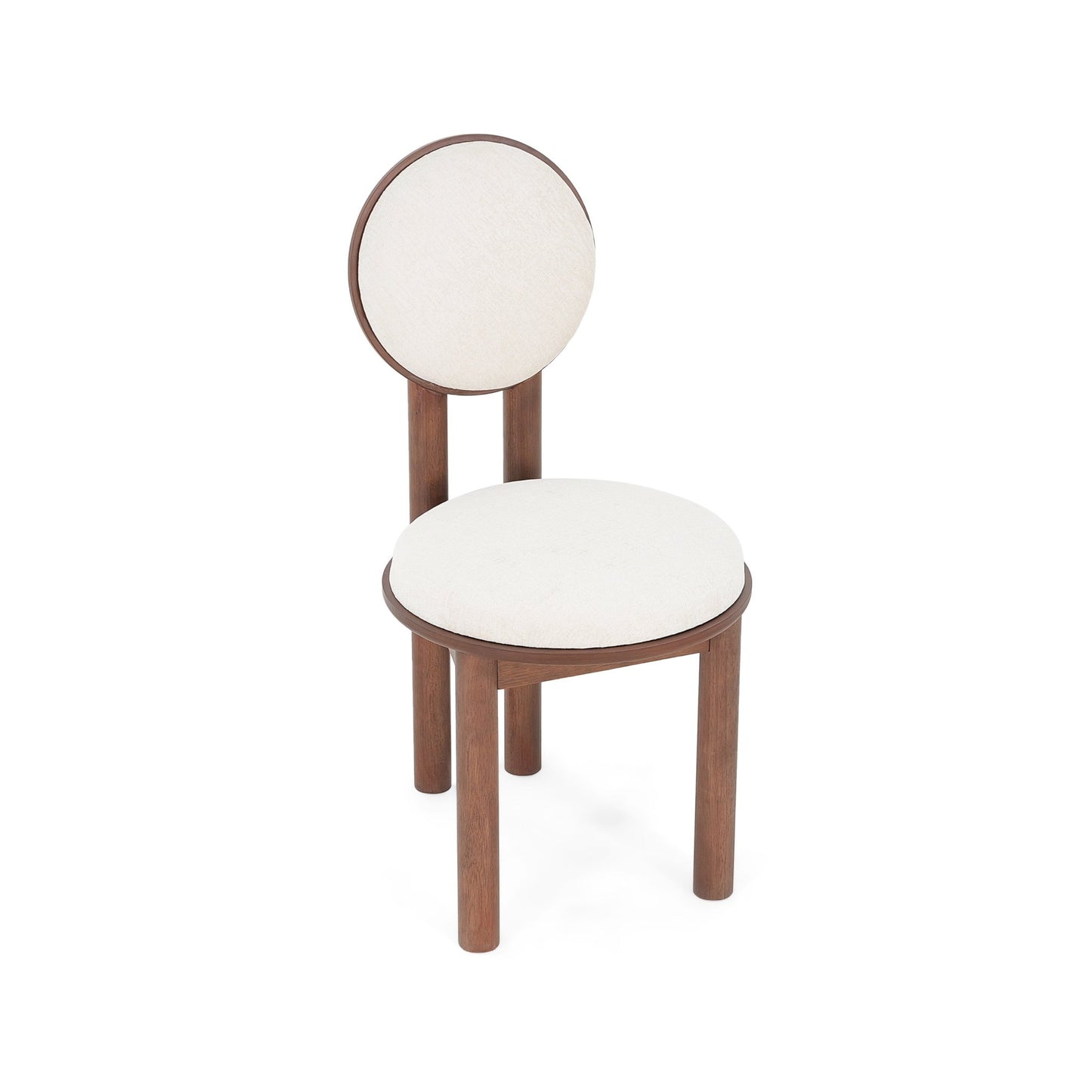 Polyester Beige Fabric Dining Chair with wooden frame (Set of 2) - Walnut - 1st Choice Furniture Direct