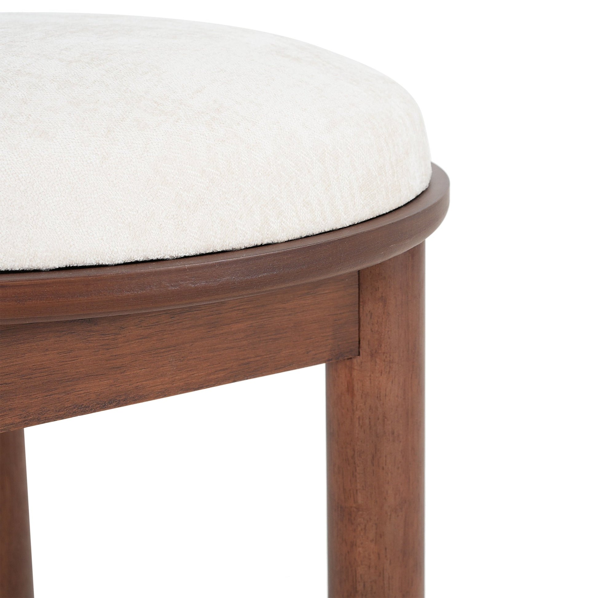 Polyester Beige Fabric Dining Chair with wooden frame (Set of 2) - Walnut - 1st Choice Furniture Direct