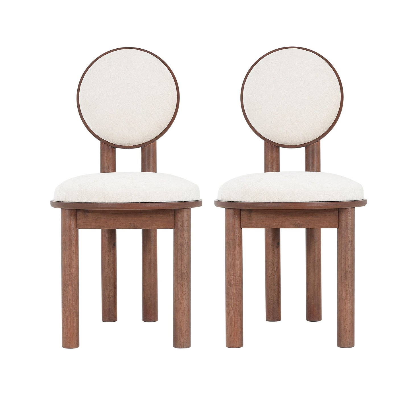 Polyester Beige Fabric Dining Chair with wooden frame (Set of 2) - Walnut - 1st Choice Furniture Direct