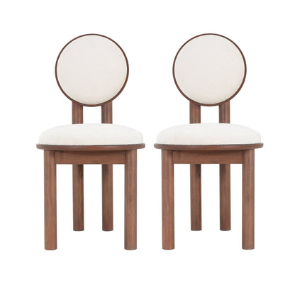 Polyester Beige Fabric Dining Chair with wooden frame (Set of 2) - Walnut - 1st Choice Furniture Direct