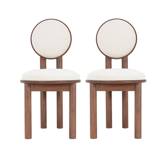 Polyester Beige Fabric Dining Chair with wooden frame (Set of 2) - Walnut - 1st Choice Furniture Direct