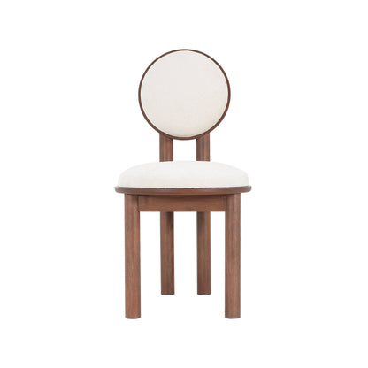 Polyester Beige Fabric Dining Chair with wooden frame (Set of 2) - Walnut - 1st Choice Furniture Direct